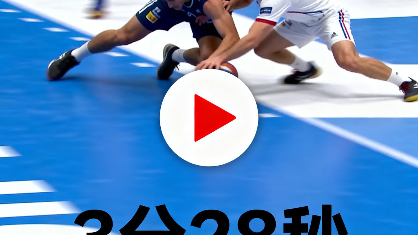 全场集锦视频封面图，画面上方为比赛精彩对抗瞬间，下方叠加播放按钮和3分28秒时长标记